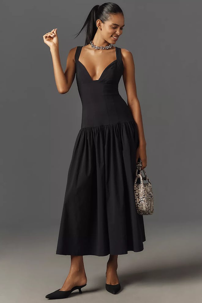 WeWoreWhat Sleeveless Linen Drop-Waist Midi Dress