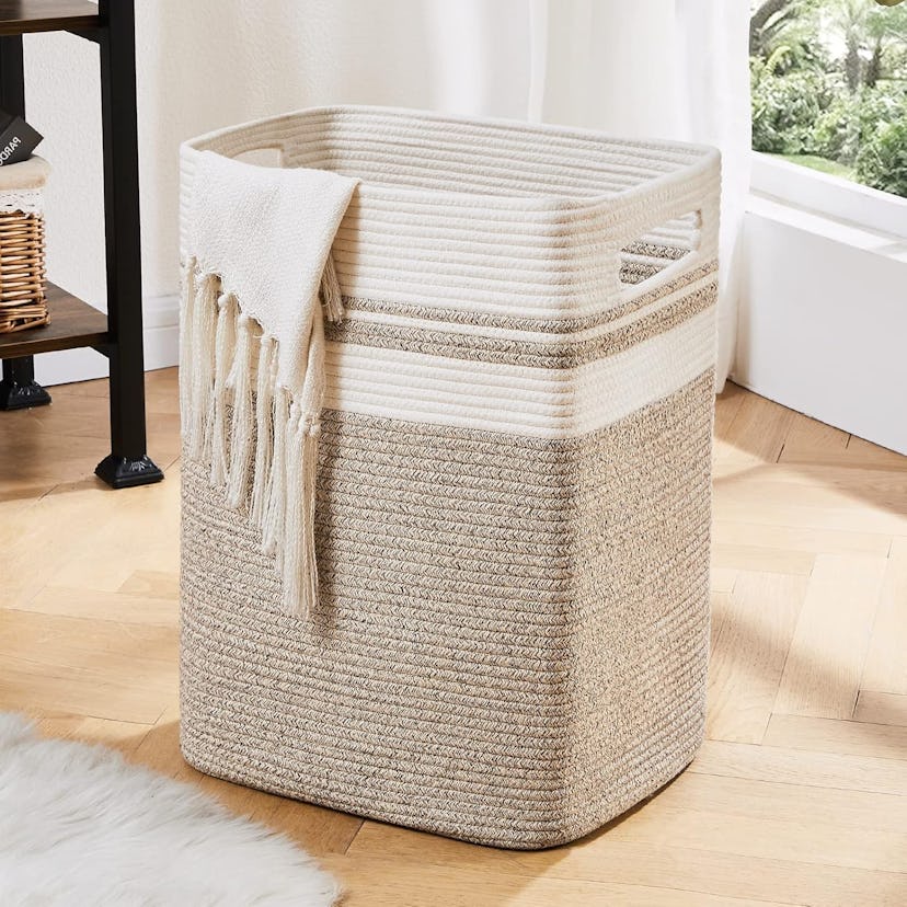 OIAHOMY Collapsible Cotton Laundry Hamper