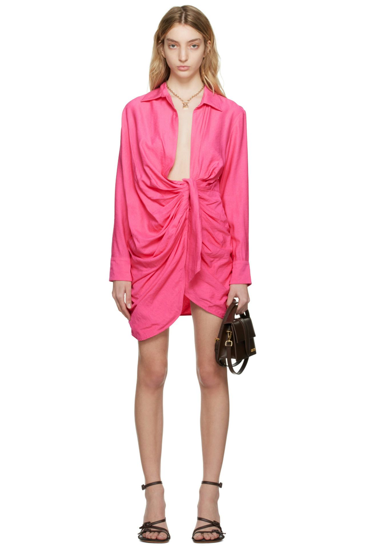 Jacquemus Pink Le Raphia &lsquo;La Robe Bahia&rsquo; Minidress