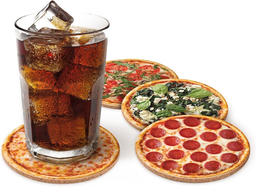 Genuine Fred HOT and Fresh Pizza Coasters (Set of 4)