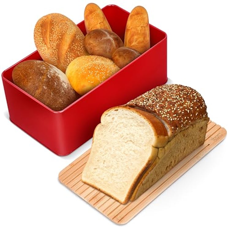 Prosumer's Choice Metal Bread Box with Cutting Board