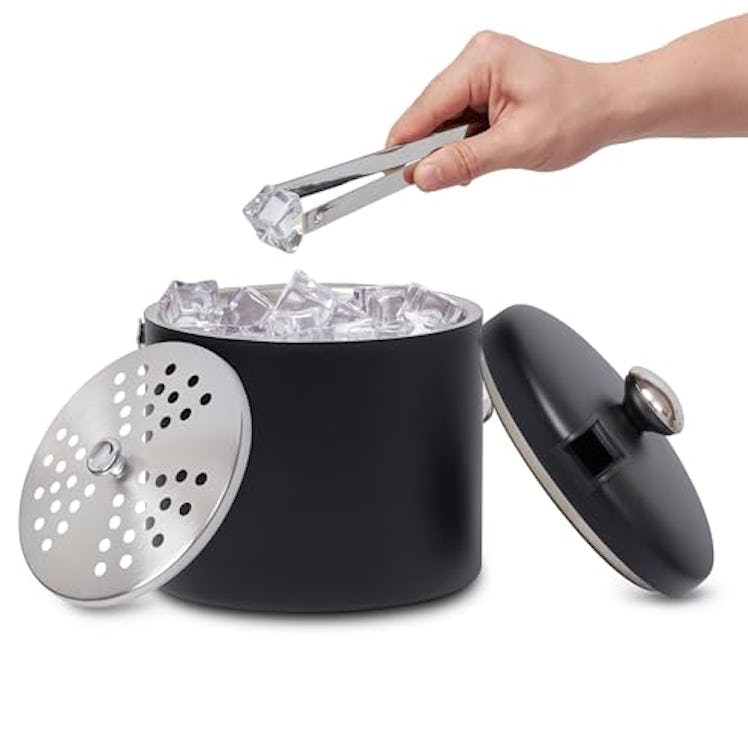 Flybold Insulated Ice Bucket with Lid and Tongs