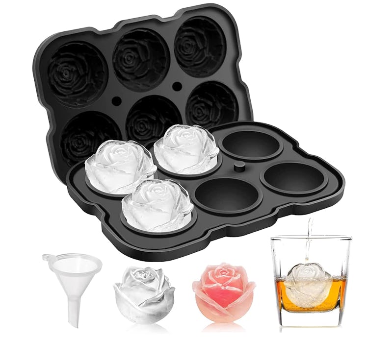 Mikiwon Rose Ice Cube Trays With Covers