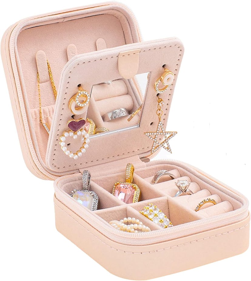 Travel Jewelry Case and Organizer with Mirror