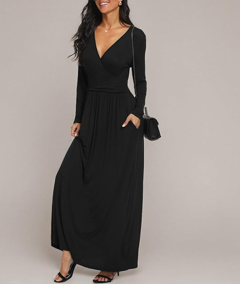 LILBETTER Deep V-Neck Maxi Dress