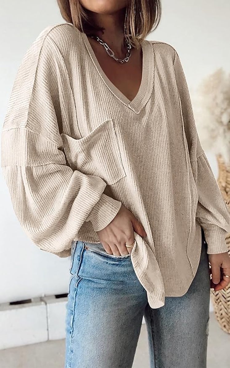 BTFBM V-Neck Ribbed Knit Shirt