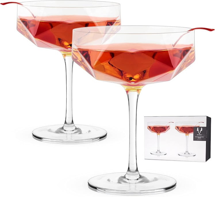  Viski Faceted Coupe Glasses (Set Of 2)