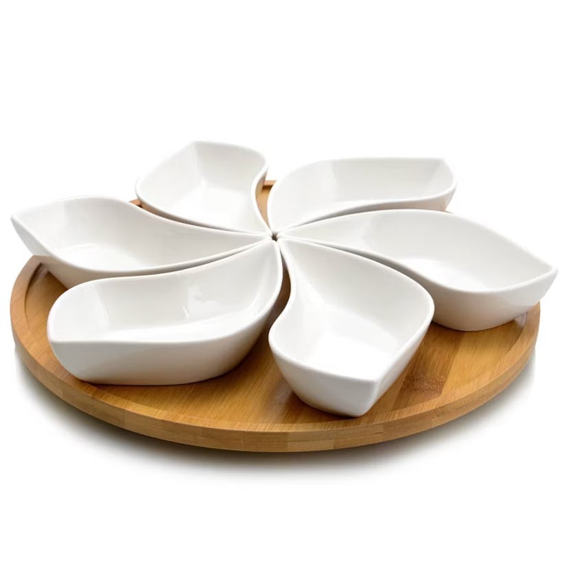 Elama Stoneware Flower Serving Set