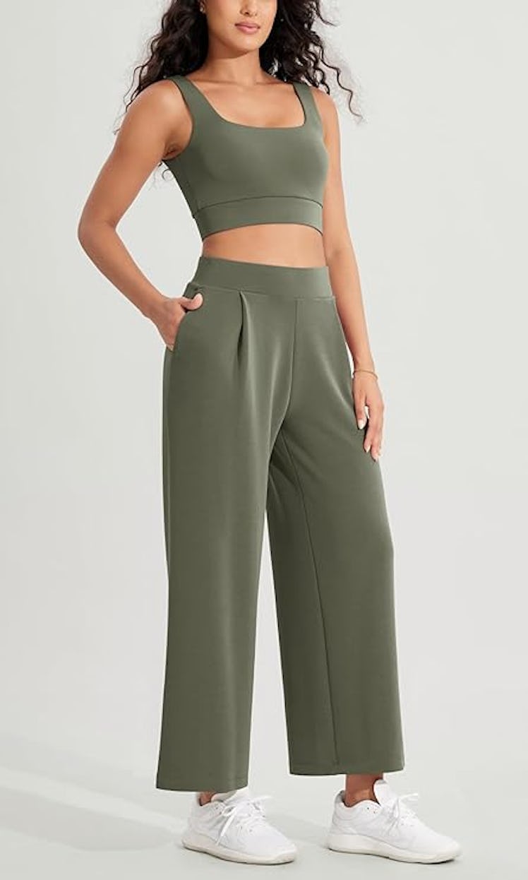 ODODOS Modal Soft Wide-Leg Cropped Pants