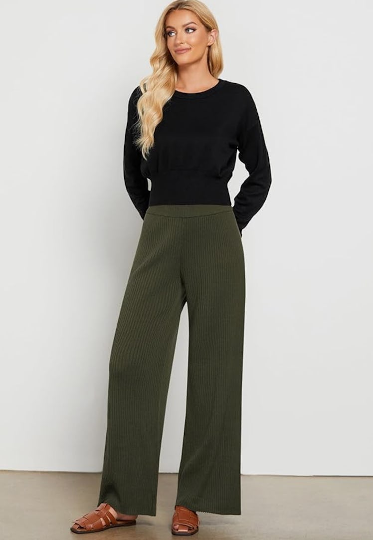 GRAPENT Sweater Wide Leg Pants