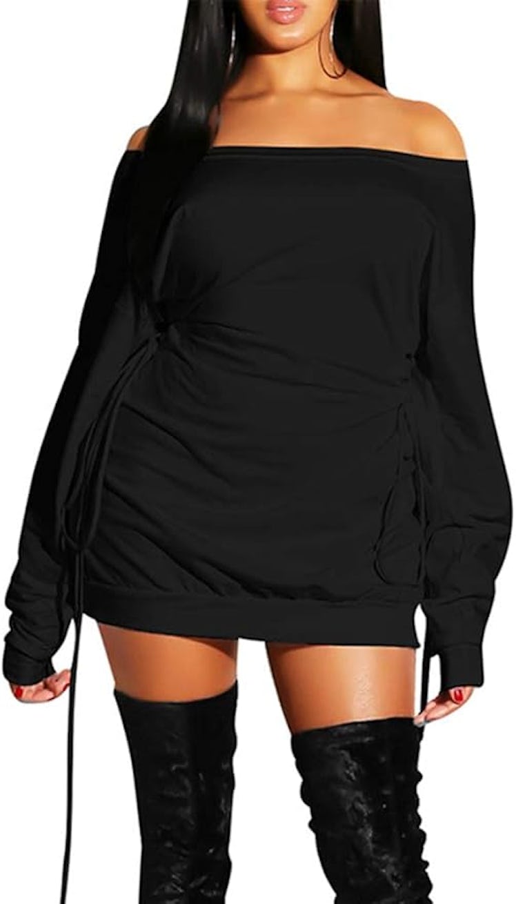 GOKATOSAU Lace Up Mini Dress