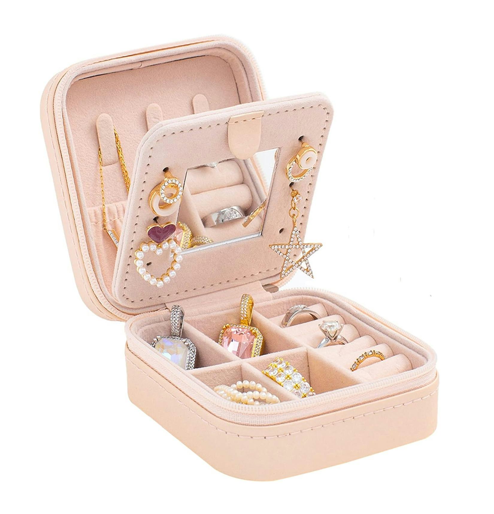 Travel Jewelry Case and Organizer with Mirror