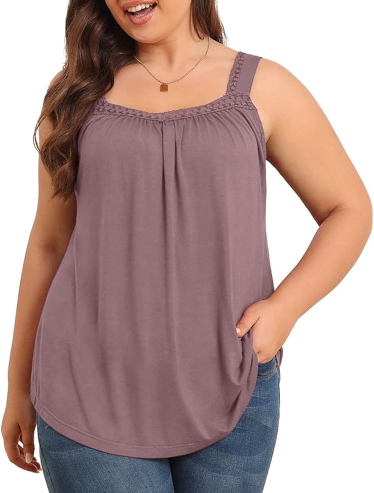 TIANZHU Lace Pleated Tank Top