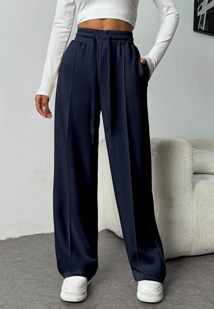 PINSPARK Wide Leg Elevated Seam Sweatpants 