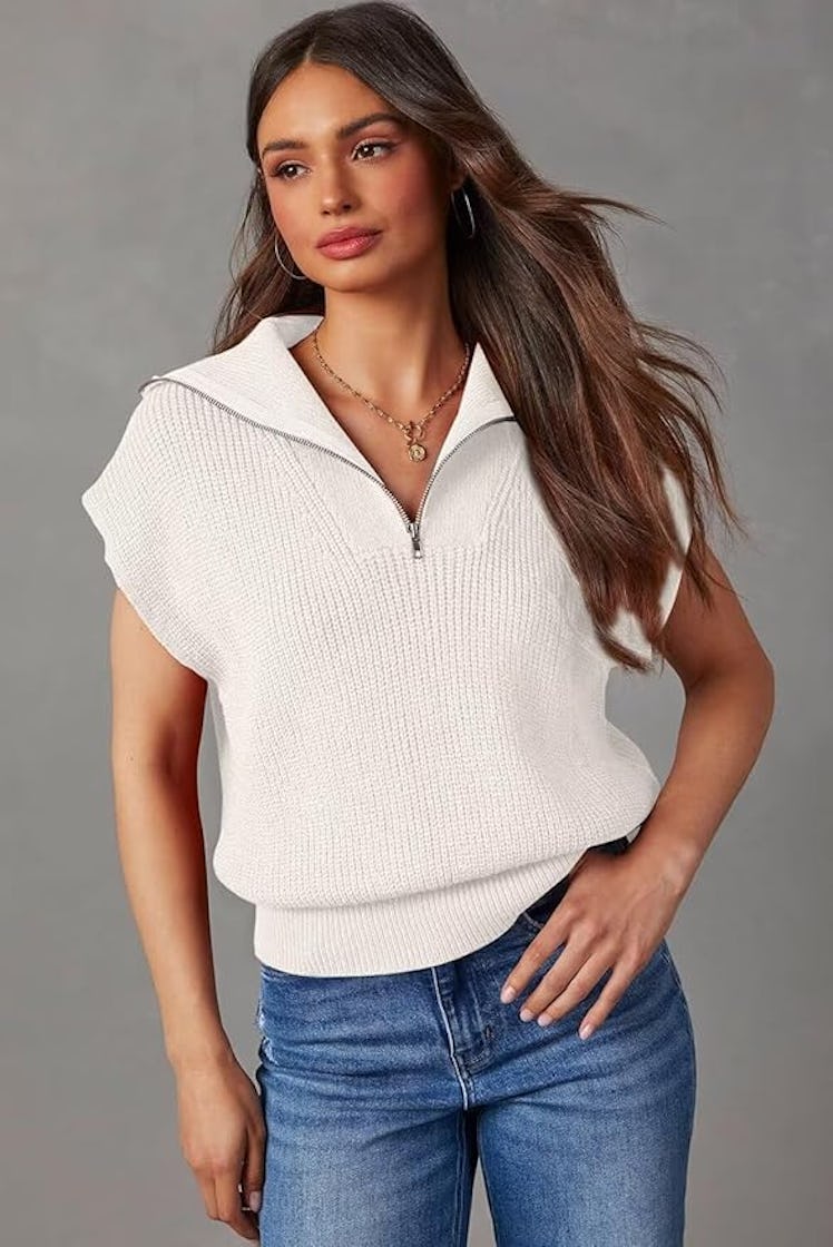 Dokotoo Sleeveless Half-Zip Sweater