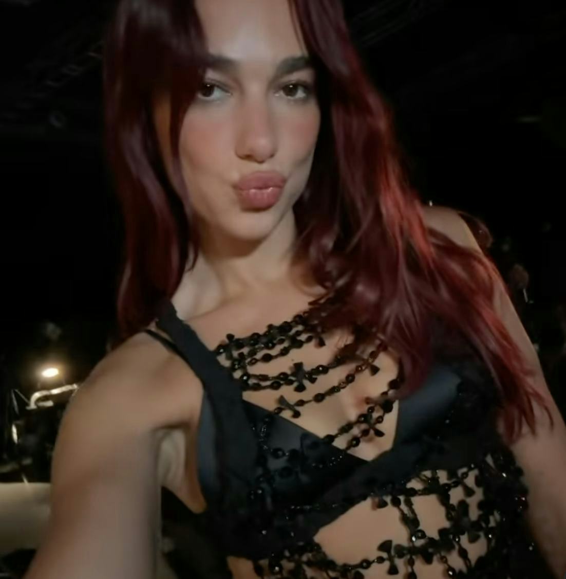 Dua Lipa wore a sheer LBD that exposed her bra.