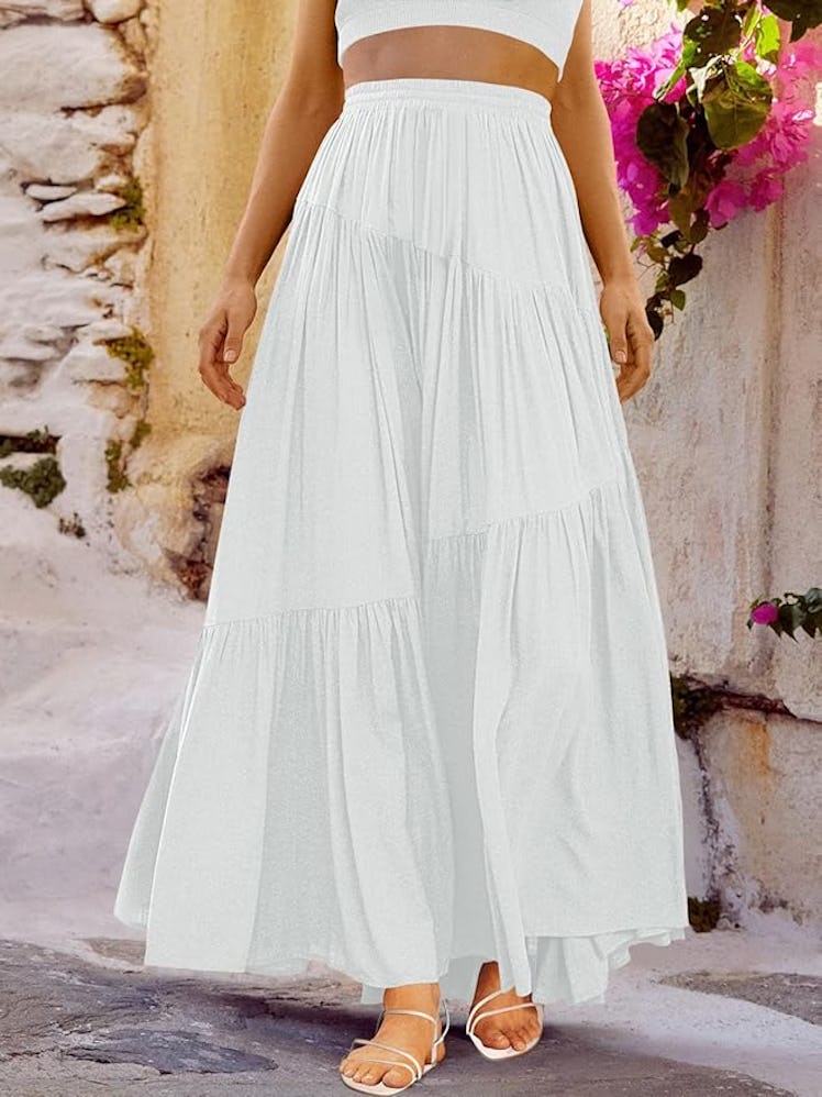 ANRABESS High Waist Pleated A-Line Skirt