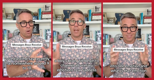 Dr. Thomas also says that the classic and totally toxic phrase, “Man up!” needs to go out the window...