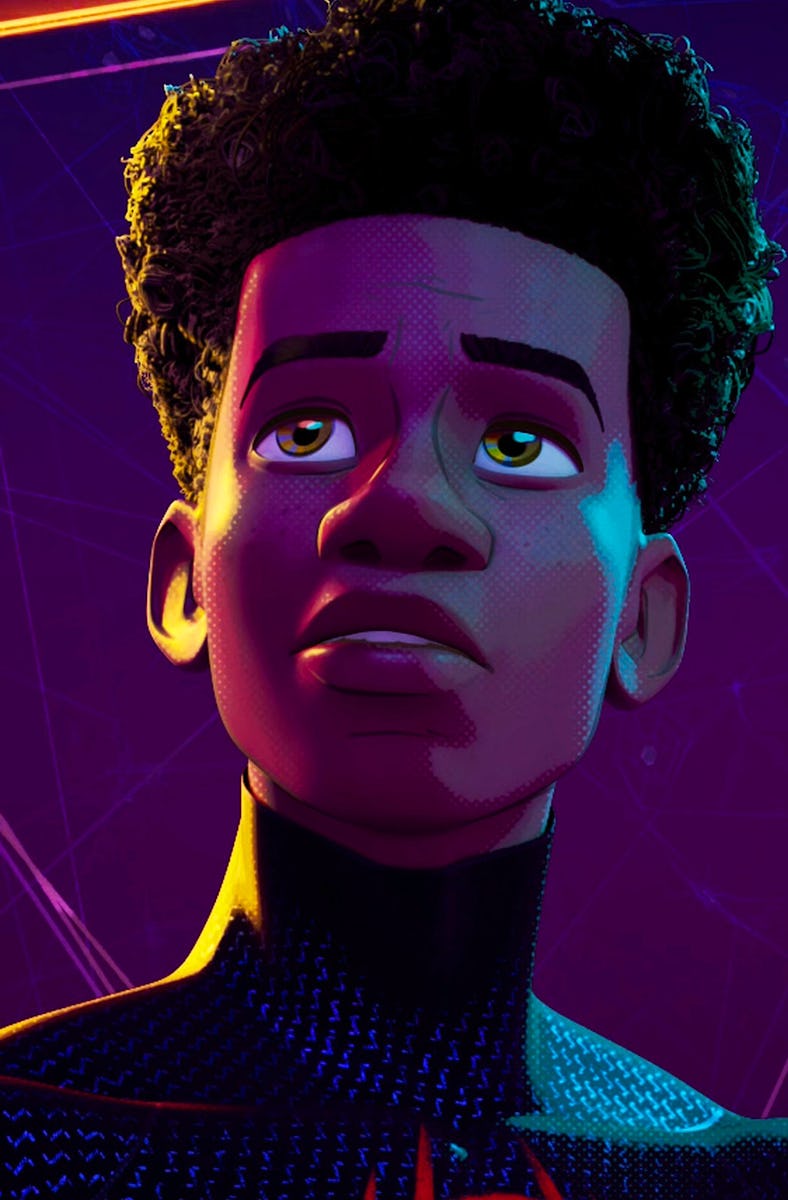 Spider-Woman (Issa Rae), Ghost Spider (Hailee Steinfeld), Spider-Man (Shameik Moore), Peter B. Parke...