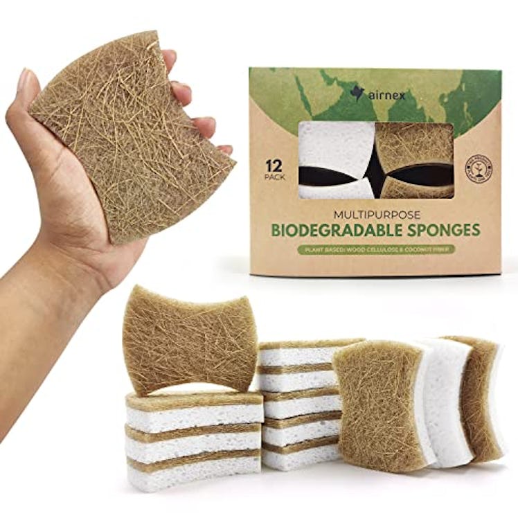 AIRNEX Biodegradable Natural Dish Sponges (Pack of 12)