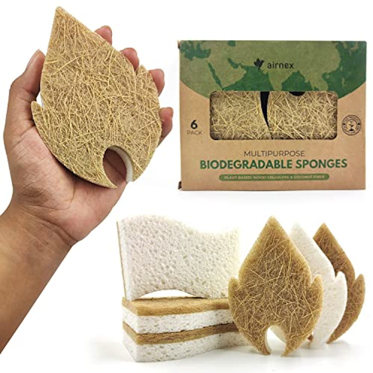 AIRNEX Biodegradable Natural Dish Sponges (6-Pack)