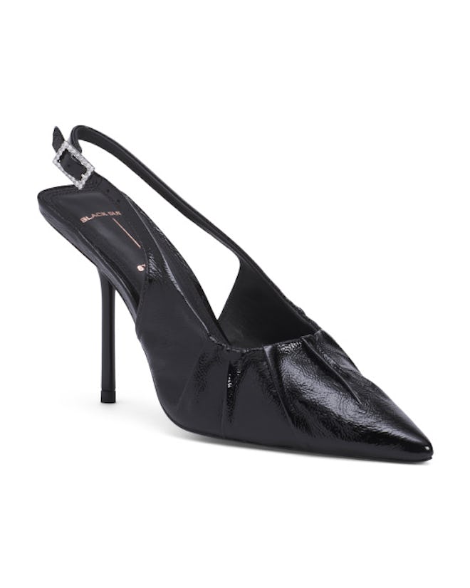 Black Suede Studio Leather Piaz Slingback Heeled Mules