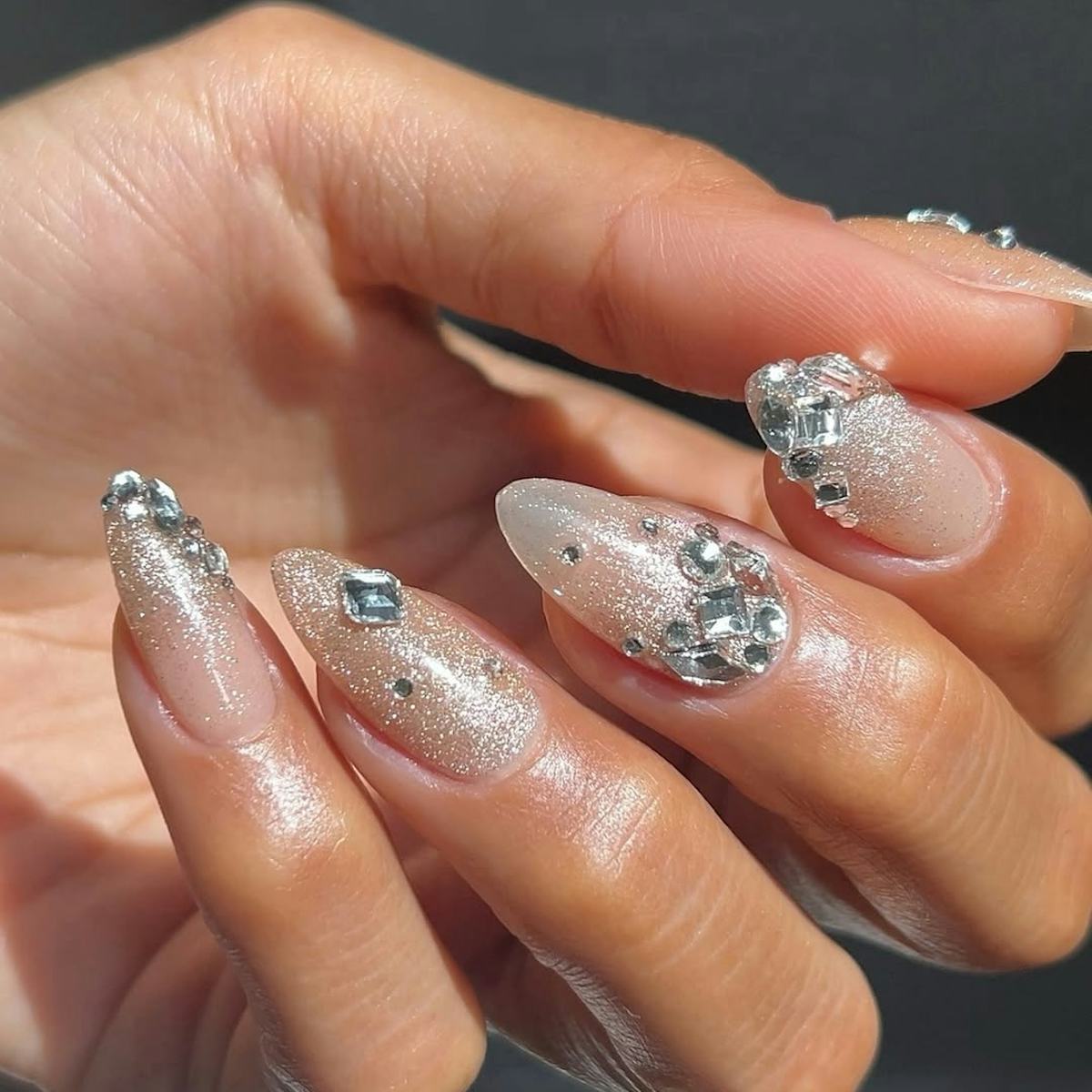 Minimalist Rhinestone Nails for 2025