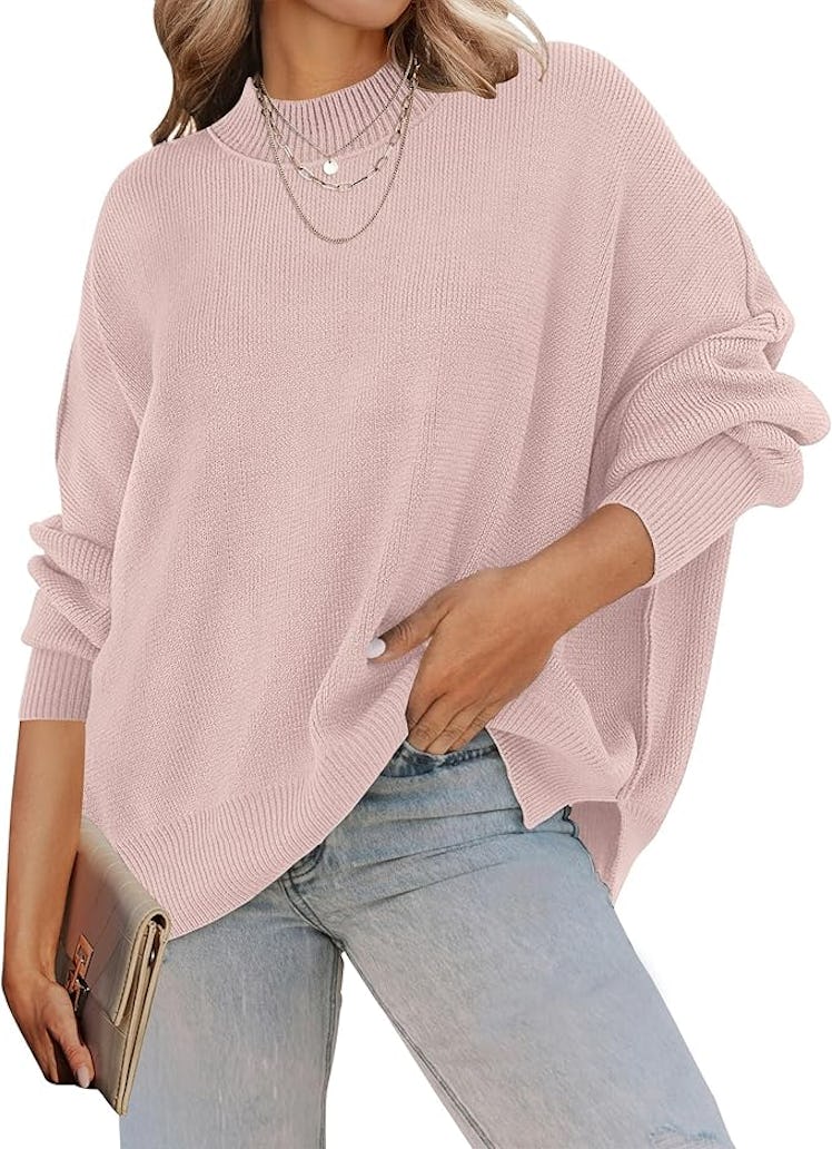 ZESICA Oversized Ribbed Knit Pullover