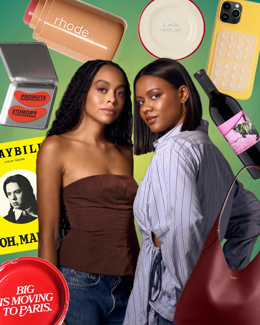 A collage of products with the podcasters