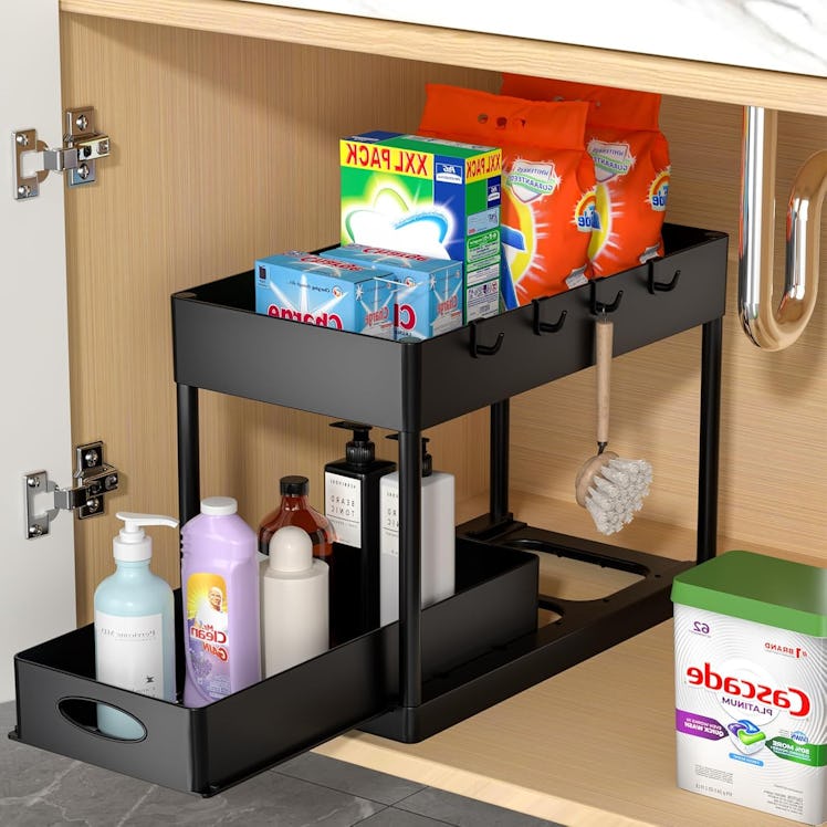 PUILUO 2-Tier Sliding Under Cabinet Basket Organizer