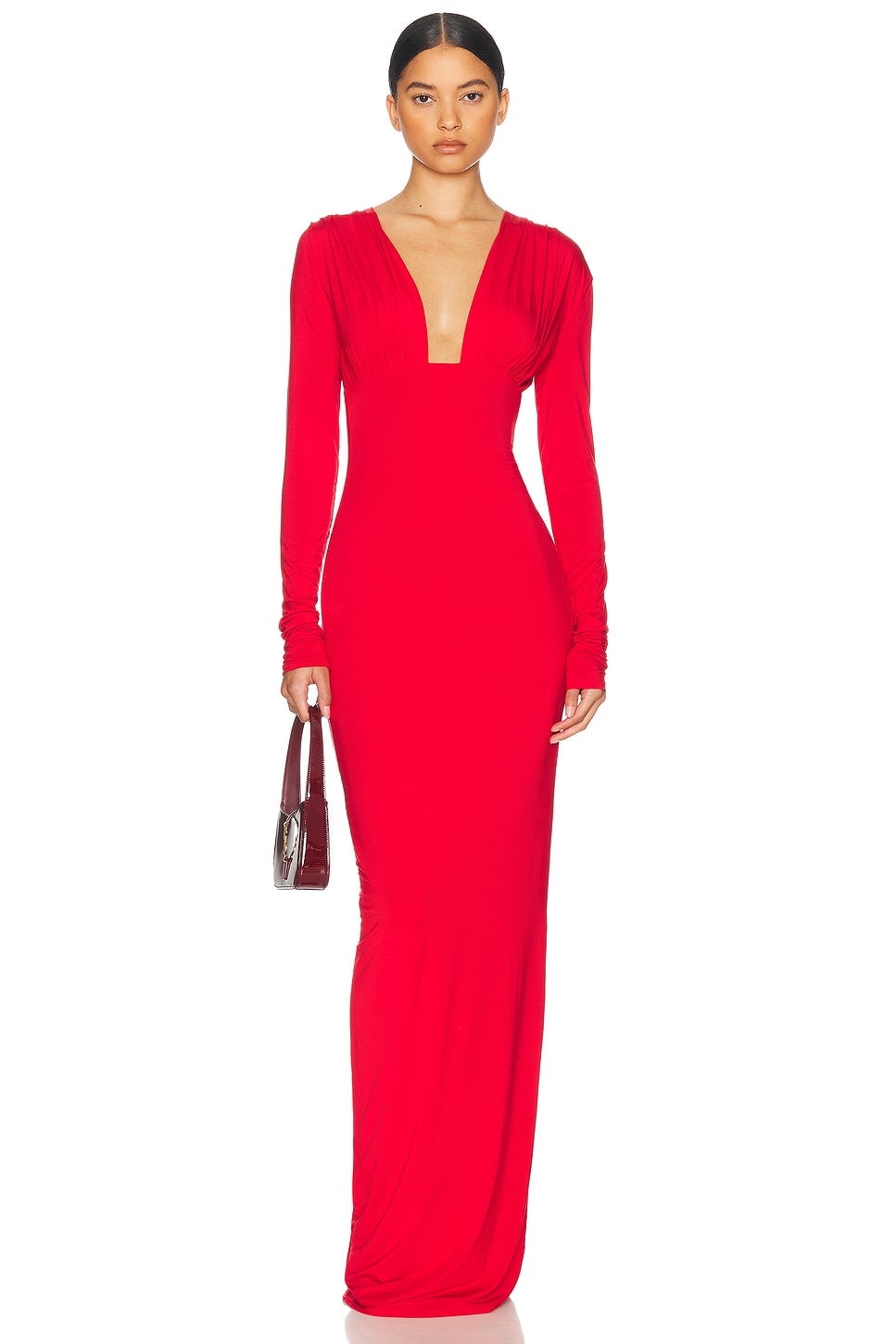 Helsa Jersey Deep V Maxi Dress