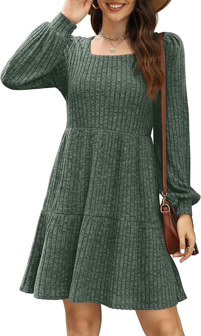 SAMPEEL Square Neck Sweater Dress