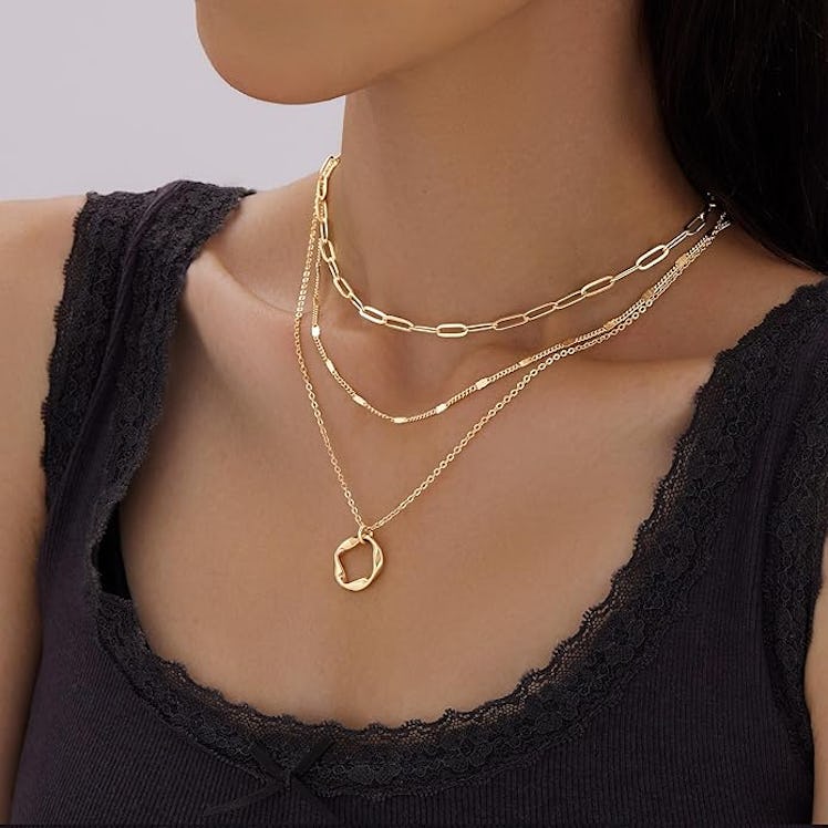 Poxtex Layered Gold Necklaces