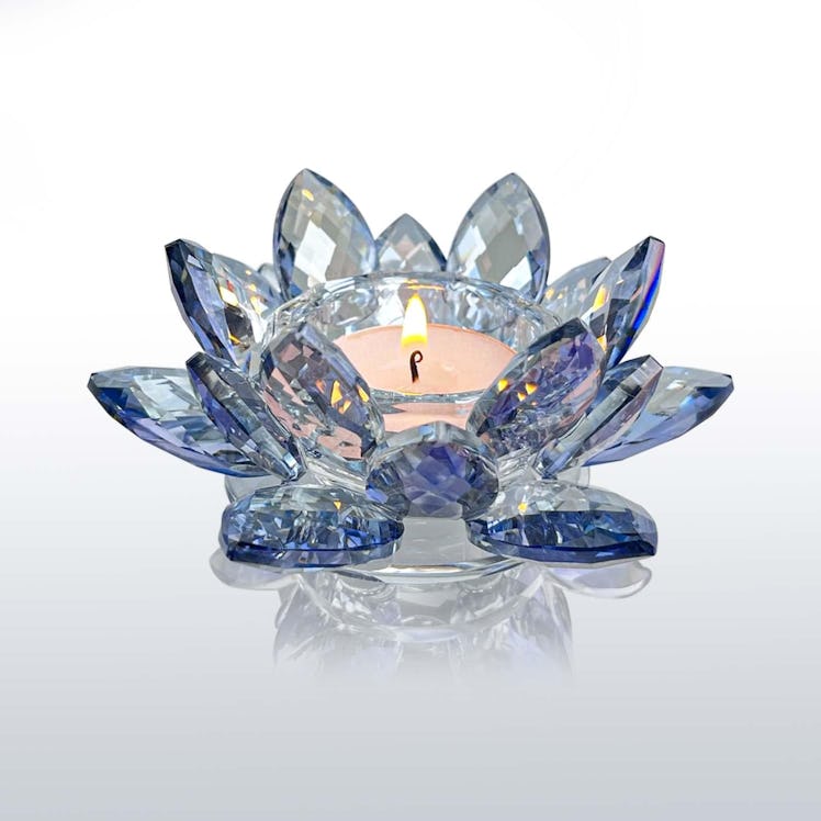  Kolnlala Crystal Lotus Flower Candle Holder