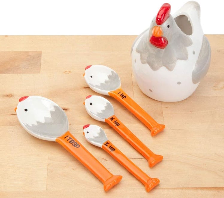 Bits and Pieces Ceramic Chicken Measuring Spoons