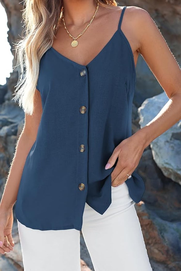 BLENCOT Button-Down Tank Top