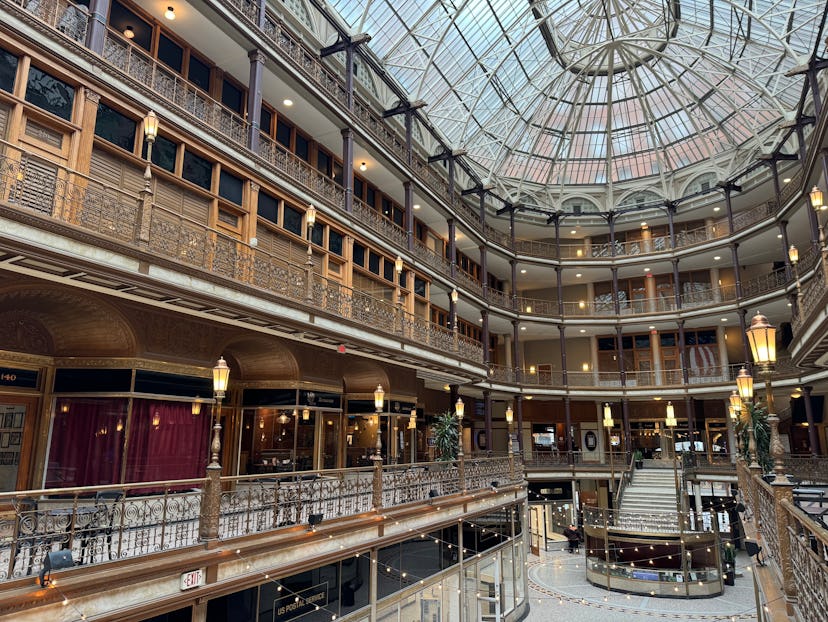 An interior photograph of the Arcade in Cleveland, Ohio