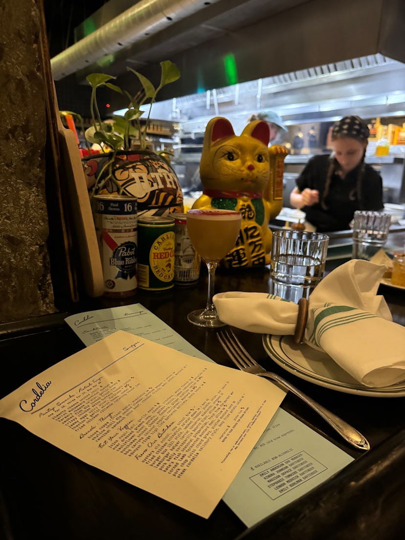 A photograph of the menu and chefs at Cordelia in Cleveland, Ohio