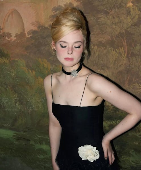 Elle Fanning bouffant updo