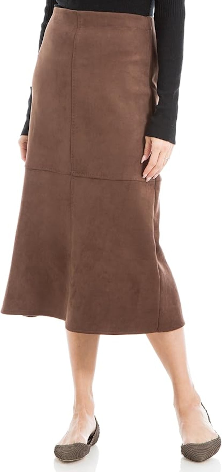 Max Studio Faux Suede Midi Skirt