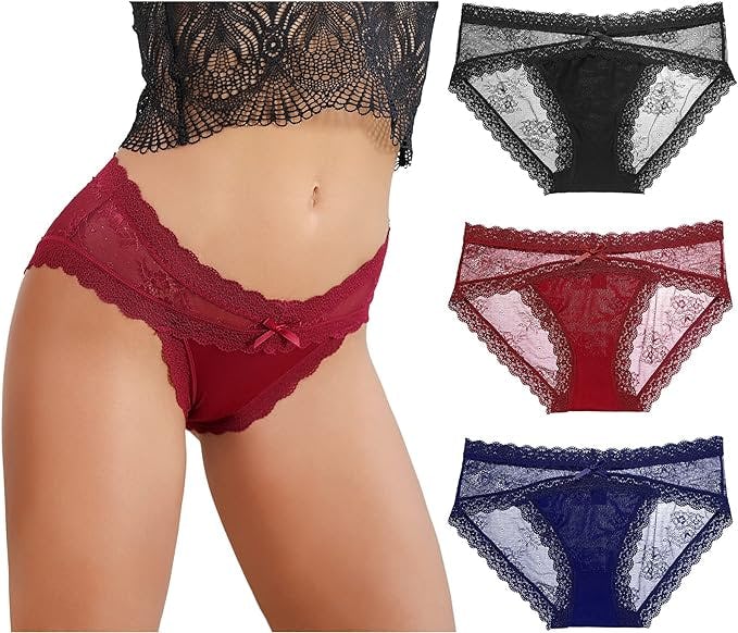 LEVAO Lace Hipster Panties Set (3 Pieces)