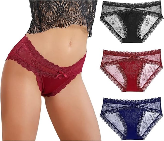 LEVAO Lace Hipster Panties Set (3 Pieces)