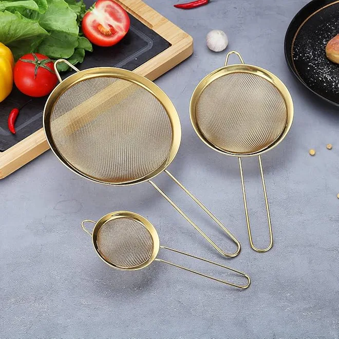 HOMQUEN Gold Mesh Strainer Set (3 Pieces)