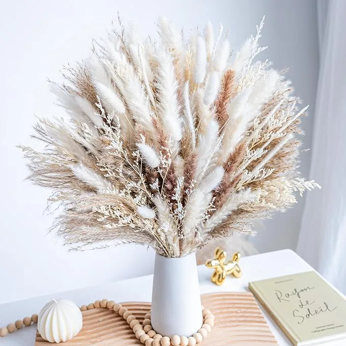 WILD AUTUMN Dried Pampas Grass (96 Pieces)
