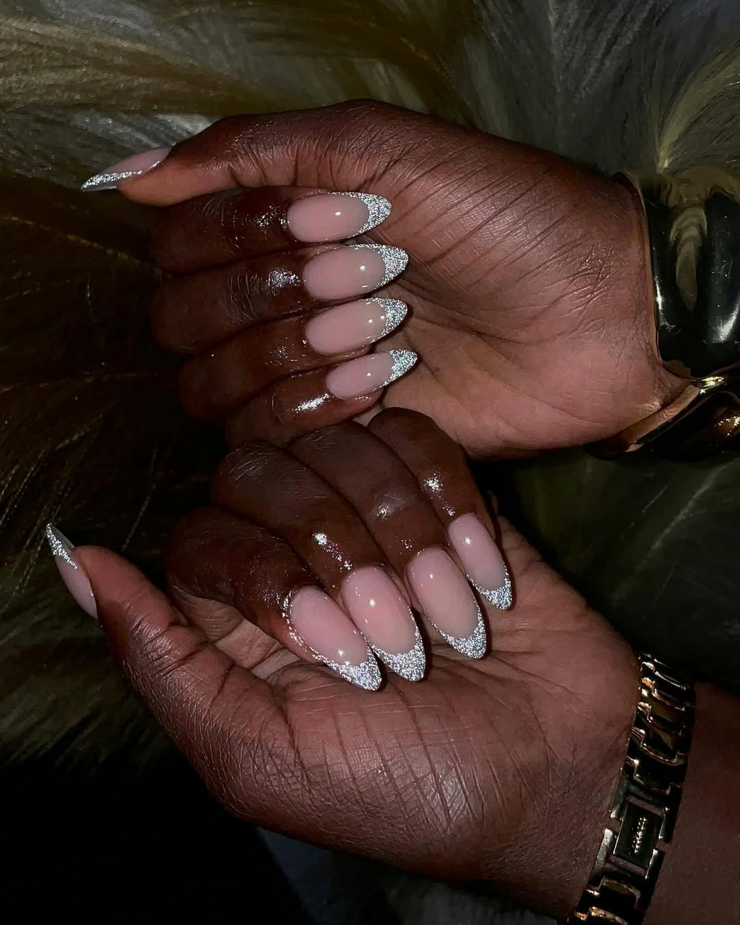 Try glittering French tip nails for New Year&rsquo;s Eve 2024.