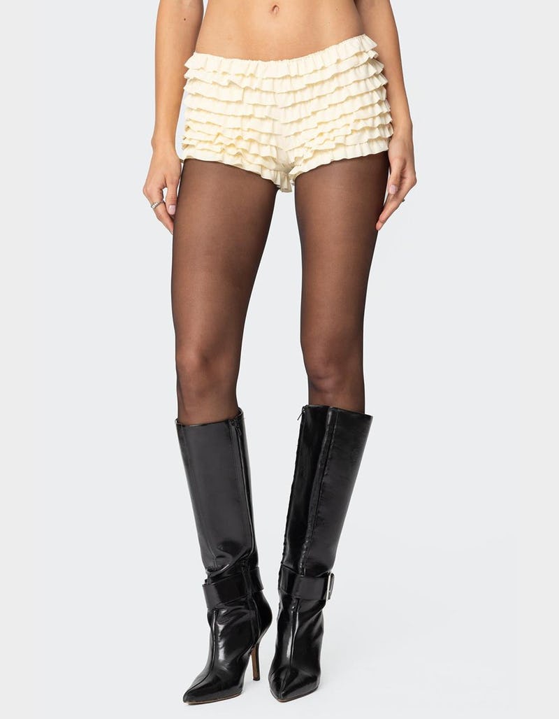 EDIKTED Ruffled Micro Bloomer Shorts