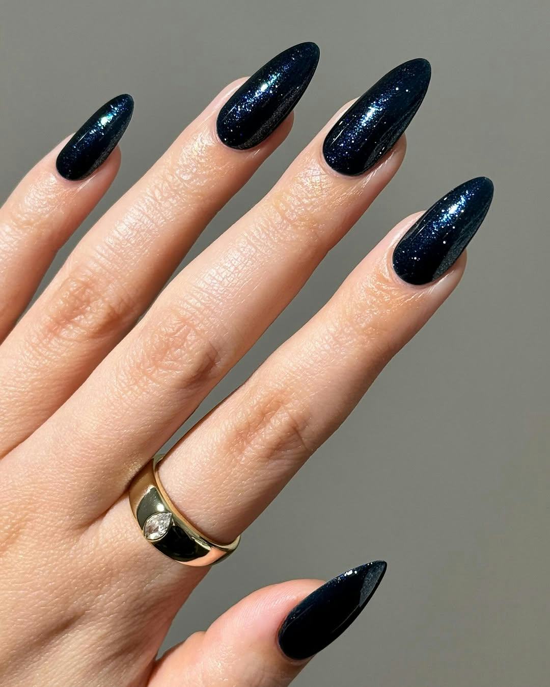 Try sparkling sapphire nails for New Year&rsquo;s Eve 2024.