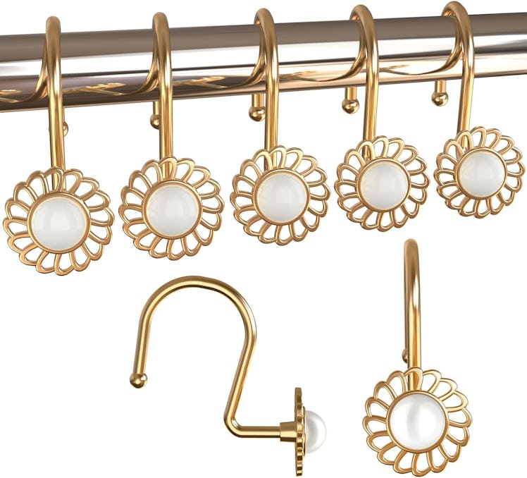 Lewondr Shower Curtain Hooks (Set of 12)