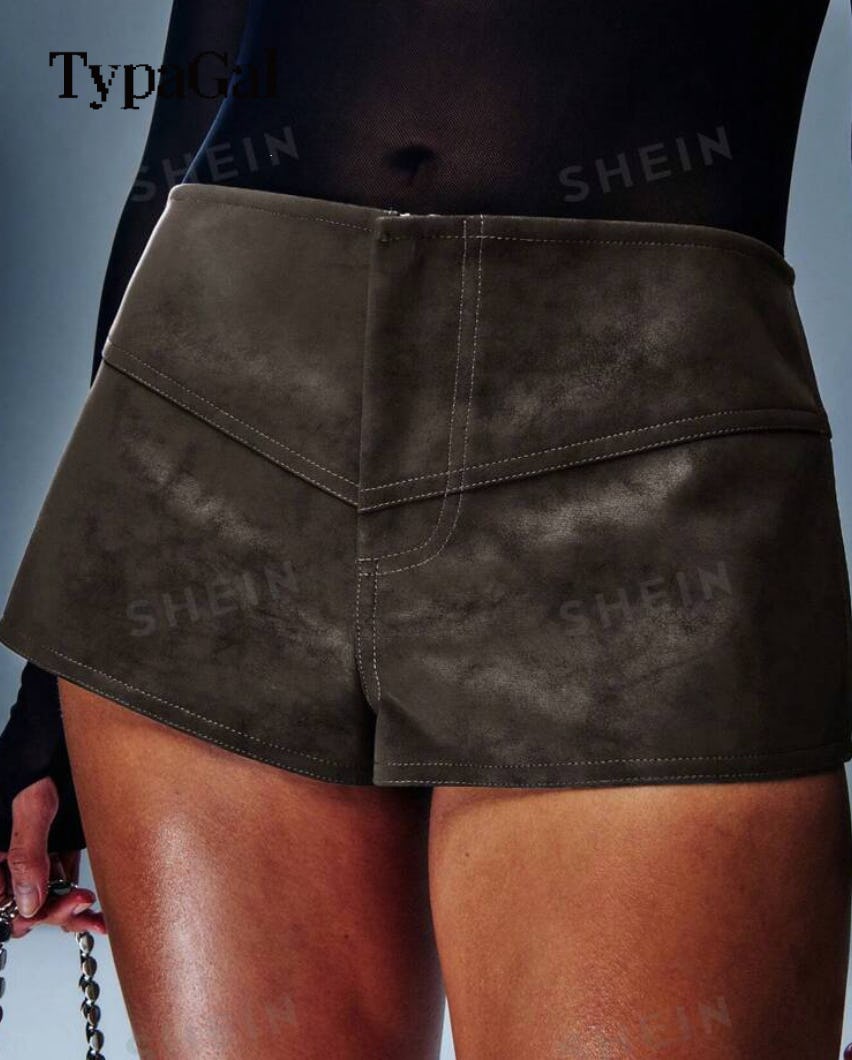 TypaGal PU Leather Suede Low Waisted Mini Shorts