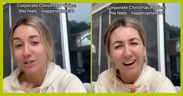 One woman called out how strange company holiday parties can get, noting that the idea of not inviti...